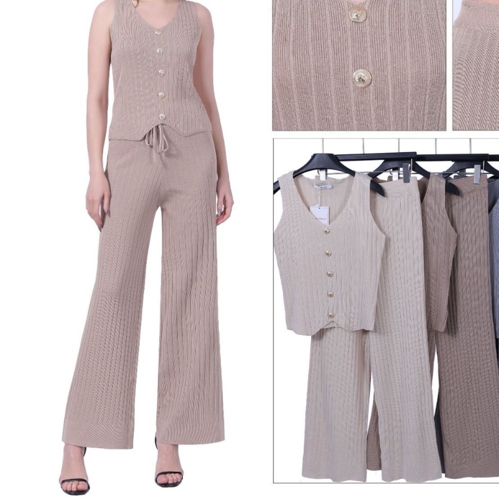 NWT Chic Ribbed Knit Vest and Pants Sets NEW Item